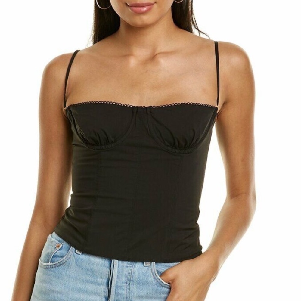 weworewhat underwire poplin corset in black